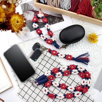 Macrame Kit Daisy Keychain Wristband Lanyard Combo Kit | Contrast/Fresh Colors | Anti-Lost String | Beginner Weavinggift wrapping
