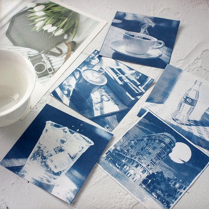 Square Cyanotype DIY Value Pack - 24 Sheets Sun Art Paper, Retro Printing/Mini Cyanotype Cards, For Beginners/Photography Lovers cyanotype set