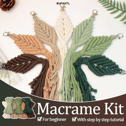 Fringe Leaf Weaving Keychain Craft Kit Macrame Kit |Tutorial | Bottom Fringe,  Keychain/Pendant/Bag Charm, Beginner DIY Set