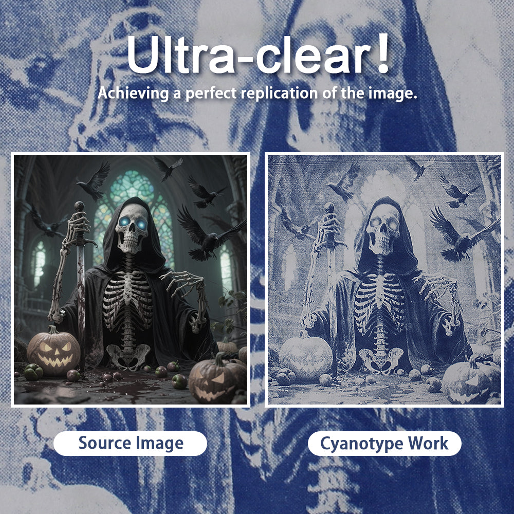 Halloween Cyanotype DIY Big Kit - 45 Sheets Sun Art Paper + 9 Halloween Films, Retro Printing/Mini Cyanotype Cards, For Beginners cyanotype set