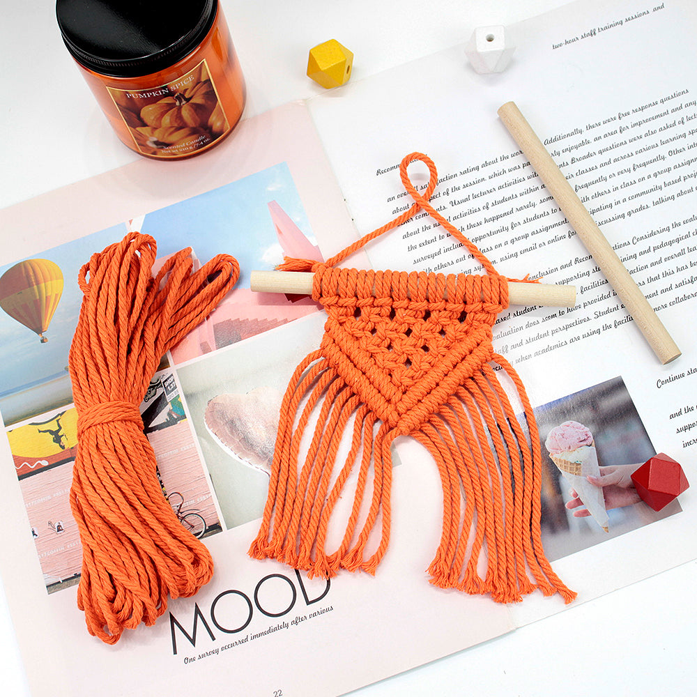 Macrame Kit Dopamine Mini Tapestry Weaving Kit | Triangle Body+Bottom Fringes | Multi-Color Option | Bedroom/Living Room Decor | Beginner-Friendly