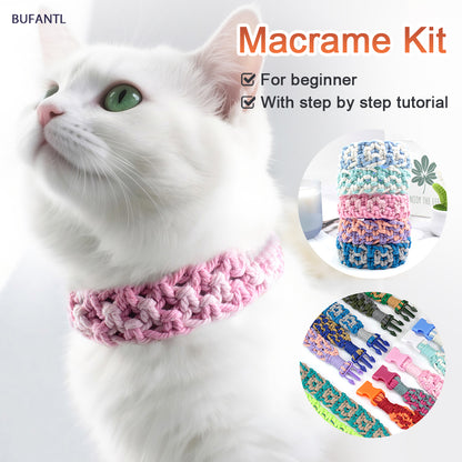 Square Pet Collar Weaving Kit Macrame Kit | Wide Style (Elegant & Cute) | Holiday DIY Handmade Gift | Beginner-Suitable