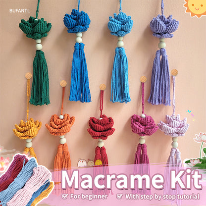 Macrame Kit Lotus Pendant Weaving Kit | 3D Petals | Car Ornament/Home Decor | Beginner Weaving| Handmade Gift