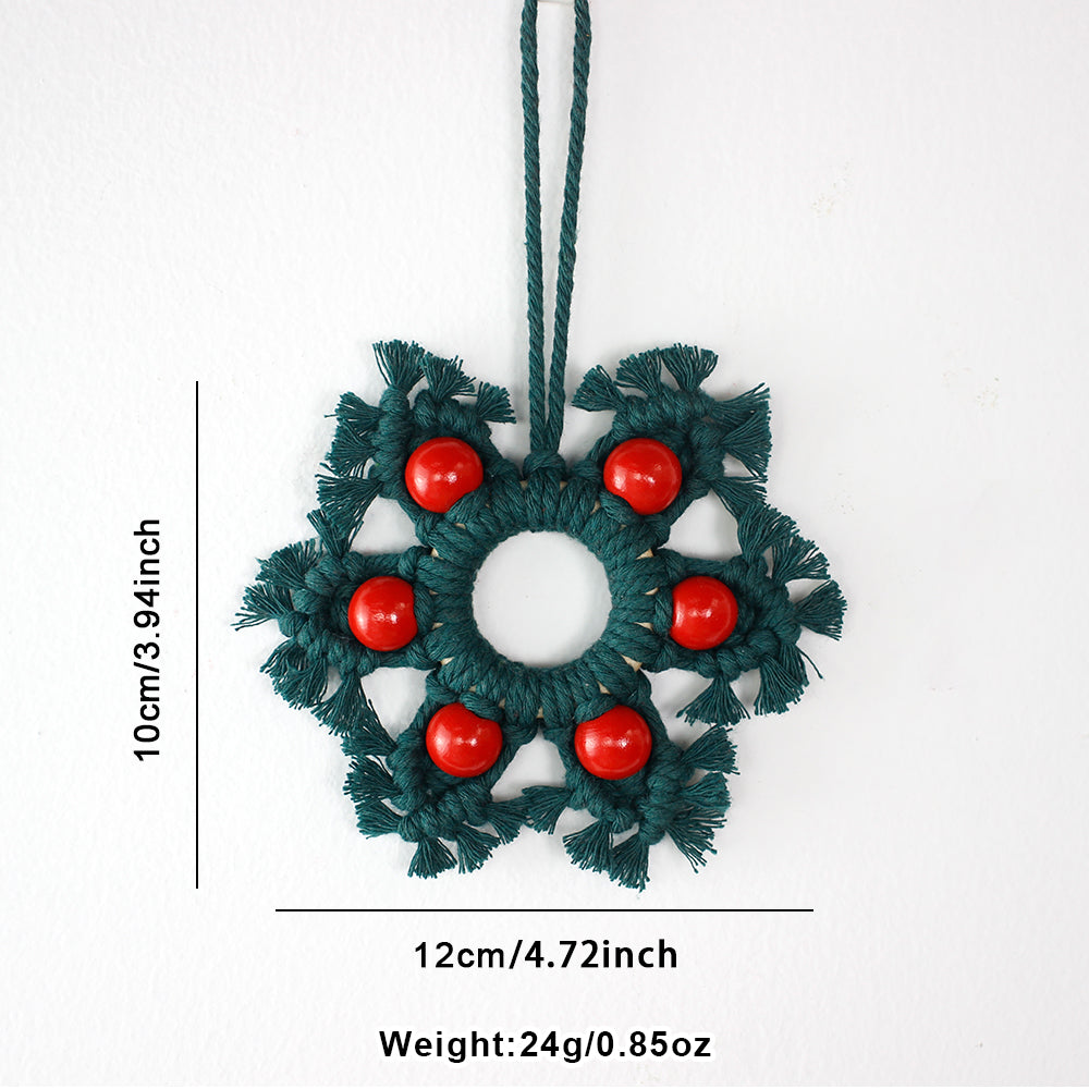 Wooden Bead Woven Snowflake Ornament Kit - Macrame Kit for Christmas Decoration, Car & Bag DIY Accessory&Holiday Decoration