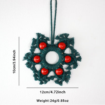 Wooden Bead Woven Snowflake Ornament Kit - Macrame Kit for Christmas Decoration, Car & Bag DIY Accessory&Holiday Decoration