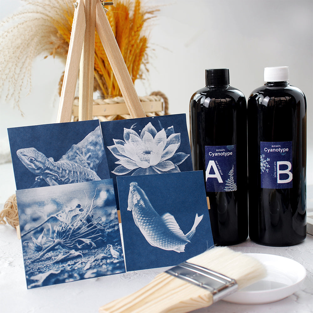 Square Cyanotype DIY Value Pack - 24 Sheets Sun Art Paper, Retro Printing/Mini Cyanotype Cards, For Beginners/Photography Lovers cyanotype set