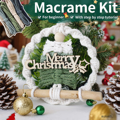 Gradient Christmas tree wreath weaving pendant material kit, macrame kit, Christmas decoration for cars, DIY accessories for bags, home holiday decorations for beginners