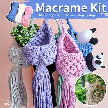 Mini Eggshell-Shaped Macrame Kit for Beginners - DIY Woven Hanging Basket, Home Decor Plant Hammock, Storage Basket,Mini Hanging Storage Basket, Home Plant Corner Decor