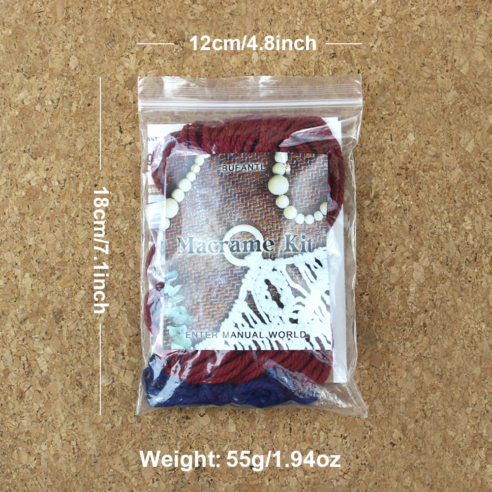 Macrame Kit Dopamine Mini Tapestry Weaving Kit | Triangle Body+Bottom Fringes | Multi-Color Option | Bedroom/Living Room Decor | Beginner-Friendly