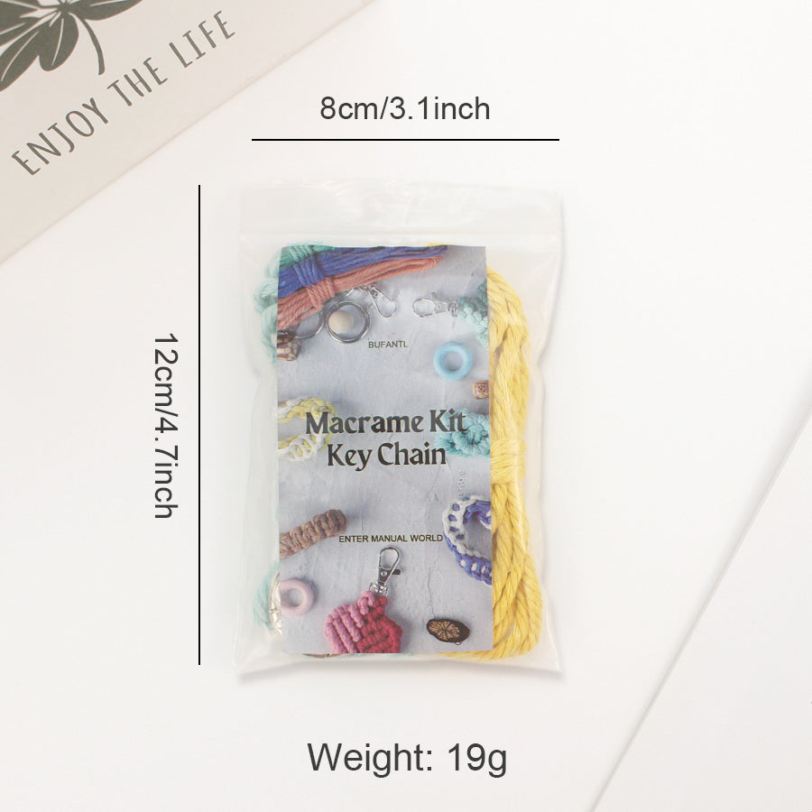 Bow Keychain Weaving Craft Material Pack Macrame Kit - High-quality Polyester Rope (2 meters each in 2 colors) with Tutorial, Key Ring with Spring Clasp, Phone Clip, Bohemian Style, Beginner-friendly