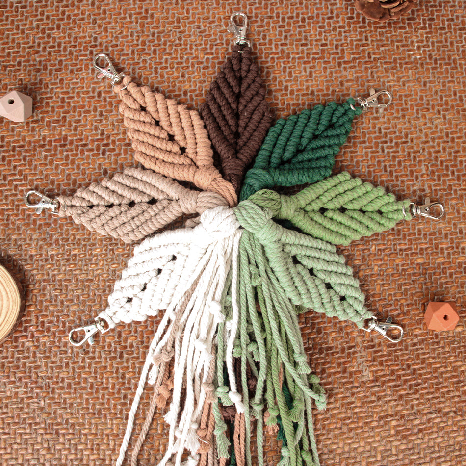 Fringe Leaf Weaving Keychain Craft Kit Macrame Kit |Tutorial | Bottom Fringe,  Keychain/Pendant/Bag Charm, Beginner DIY Set