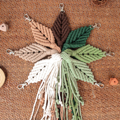 Fringe Leaf Weaving Keychain Craft Kit Macrame Kit |Tutorial | Bottom Fringe,  Keychain/Pendant/Bag Charm, Beginner DIY Set