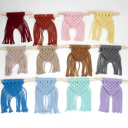Macrame Kit Dopamine Mini Tapestry Weaving Kit | Triangle Body+Bottom Fringes | Multi-Color Option | Bedroom/Living Room Decor | Beginner-Friendly