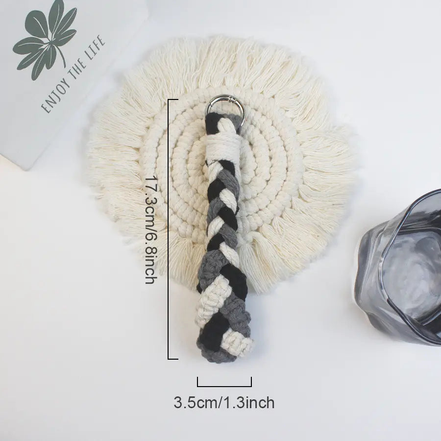 Macrame Kit for Beginners | DIY 3-Strand Braid Square Knot Macrame Keychain Wrist Strap Craft Kit