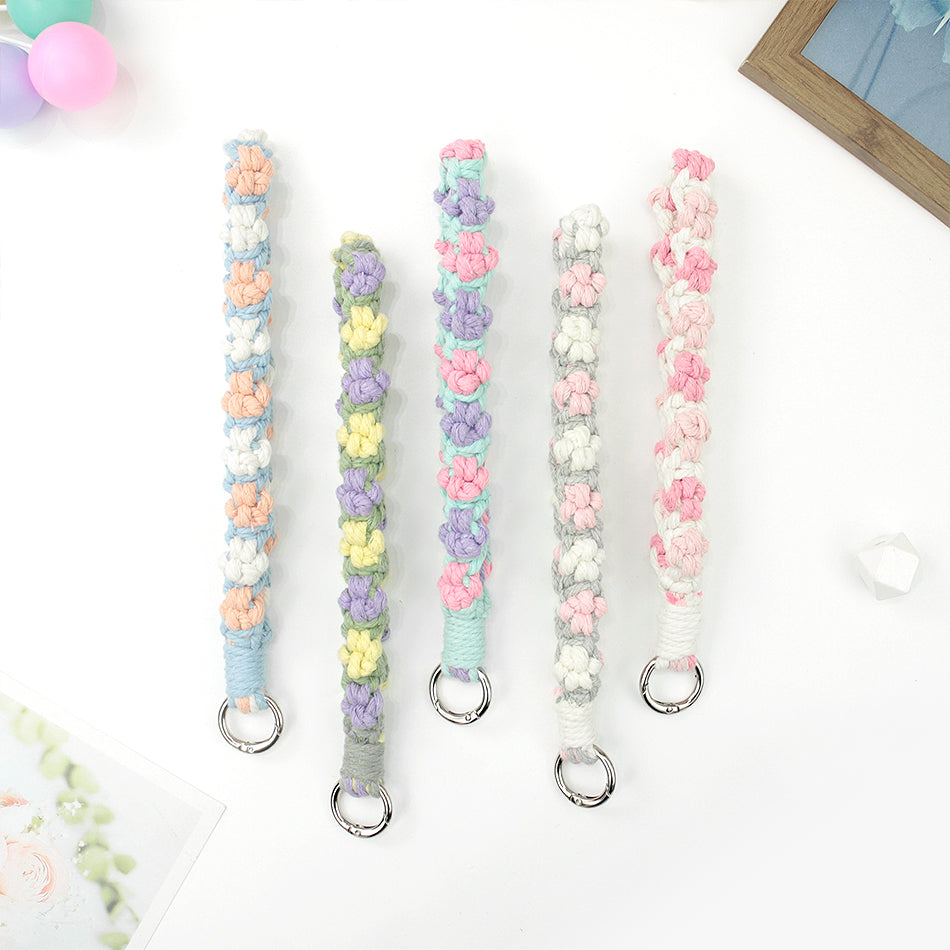 Macrame Kit Cute Cat Paw Wristband Keychain Weaving Kit | Multi-Colors | 2-Tone Pattern | Anti-Lost Strap/Bag Charm | Beginner-Friendly
