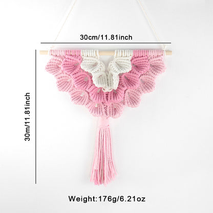 Macrame Kit Shell Tapestry Weaving Kit | 3-Color 3-Layer Gradient | Shell Links | Bedroom/Living Room Decor | Beginner-Friendly