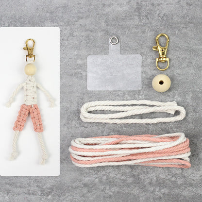 Macrame Kit: Boy-shaped Keychain Weaving Craft Material Package, including tutorials, complete materials, vivid and lifelike, multiple colors available. Keychain, small accessory, creative gift, suitable for beginners and DIY enthusiasts.