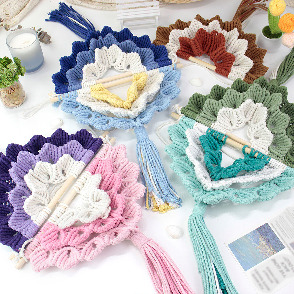 Macrame Kit Shell Tapestry Weaving Kit | 3-Color 3-Layer Gradient | Shell Links | Bedroom/Living Room Decor | Beginner-Friendly