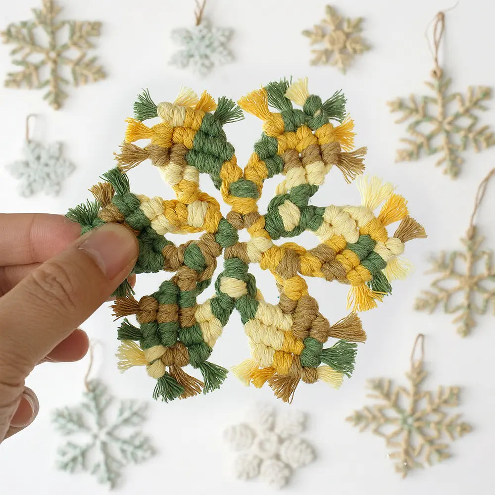 Macrame Kit for Beginners, Boho Snowflake Coaster DIY Kit, Table Home Decor Gift