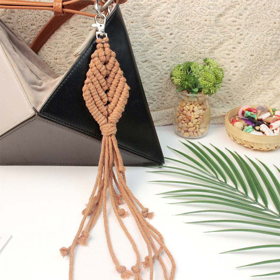 Fringe Leaf Weaving Keychain Craft Kit Macrame Kit |Tutorial | Bottom Fringe,  Keychain/Pendant/Bag Charm, Beginner DIY Set