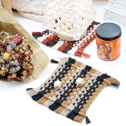 Square Coaster Weaving Kit Macrame Kit | Heat-Resistant Table Protection| Fits Most Cups | Home Style Matching | Beginner-Friendly