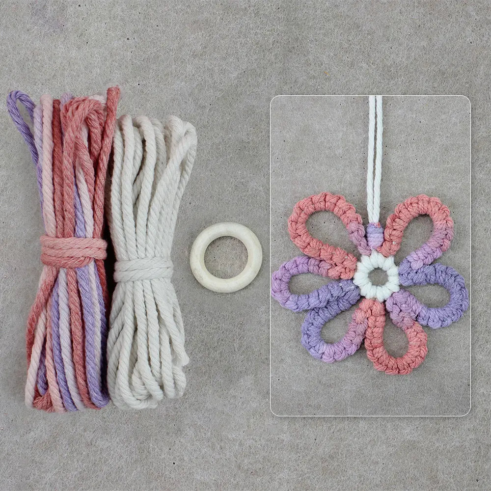 Macrame Kit for Beginners | DIY Six-Petal Flower Woven Ornament Kit