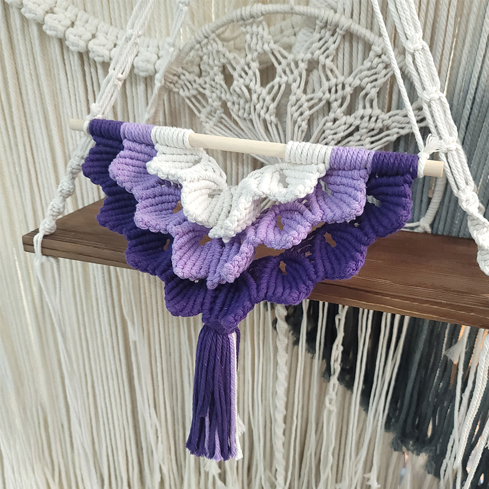 Macrame Kit Shell Tapestry Weaving Kit | 3-Color 3-Layer Gradient | Shell Links | Bedroom/Living Room Decor | Beginner-Friendly