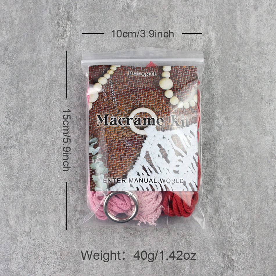 Three-Strand Flat Knot Keychain Weaving Material Pack Macrame Kit: High-Quality Polyester Weaving Rope, Detailed Tutorial, Key Ring Spring Clasp, Phone Clip. Braid Separately then Combine, Exquisite Bottom. For Beginners