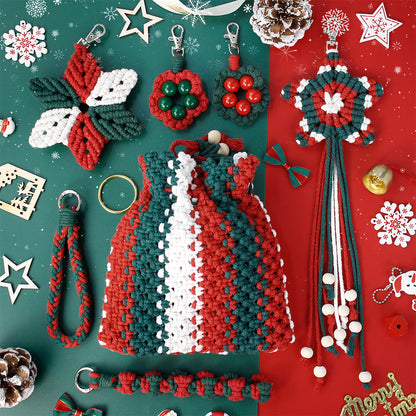 Christmas Fortune Bag Storage Kit Macrame Kit | Item Pouch/Christmas Decor | Drawstring Design | Beginner-Friendly | Handmade Gift