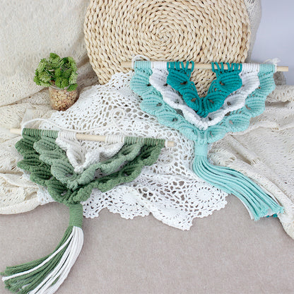 Macrame Kit Shell Tapestry Weaving Kit | 3-Color 3-Layer Gradient | Shell Links | Bedroom/Living Room Decor | Beginner-Friendly