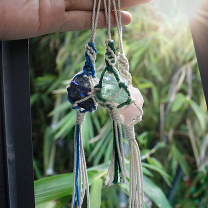 1 Set Handmade Crystal Chip Keychain DIY Macraem Kit, Polyester Fiber Creative Craft Materials for Beginners