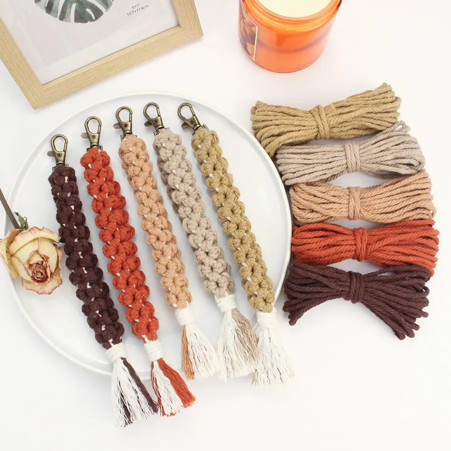 Macrame Kit for Beginners | DIY Solid Color Macrame Keychain Craft Kit
