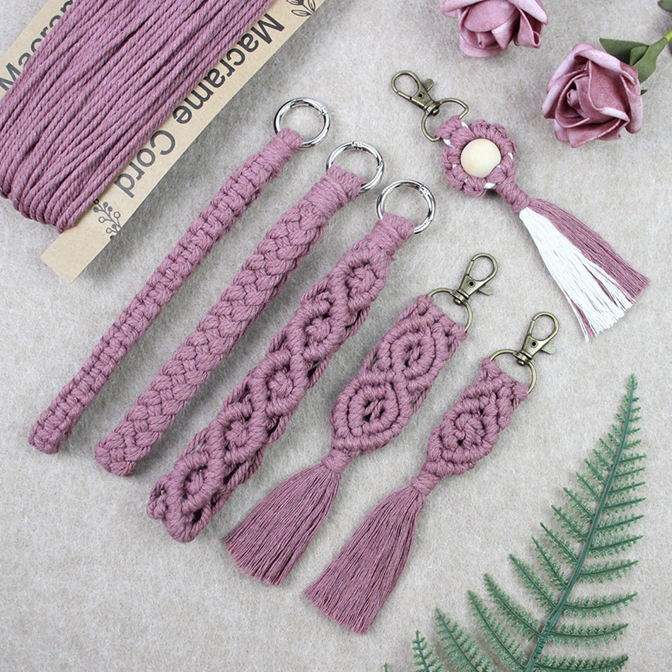 6-Piece Keychain Macrame DIY Kit - Handmade Weaving Supplies with English Tutorial | Craft Set for Multiple Keychains