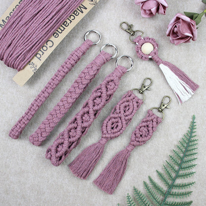 6-Piece Keychain Macrame DIY Kit - Handmade Weaving Supplies with English Tutorial | Craft Set for Multiple Keychains