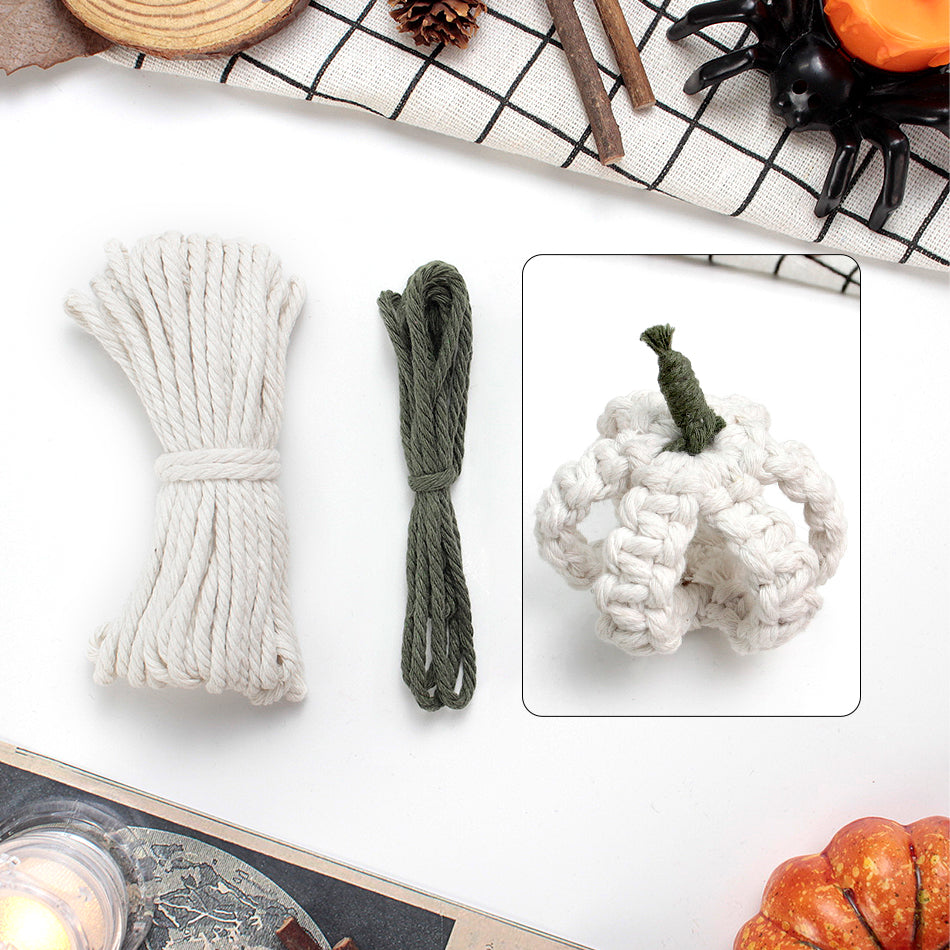 Halloween Pumpkin Macrame DIY Kit - Handmade Weaving Supplies with English Tutorial | Holiday Craft Set