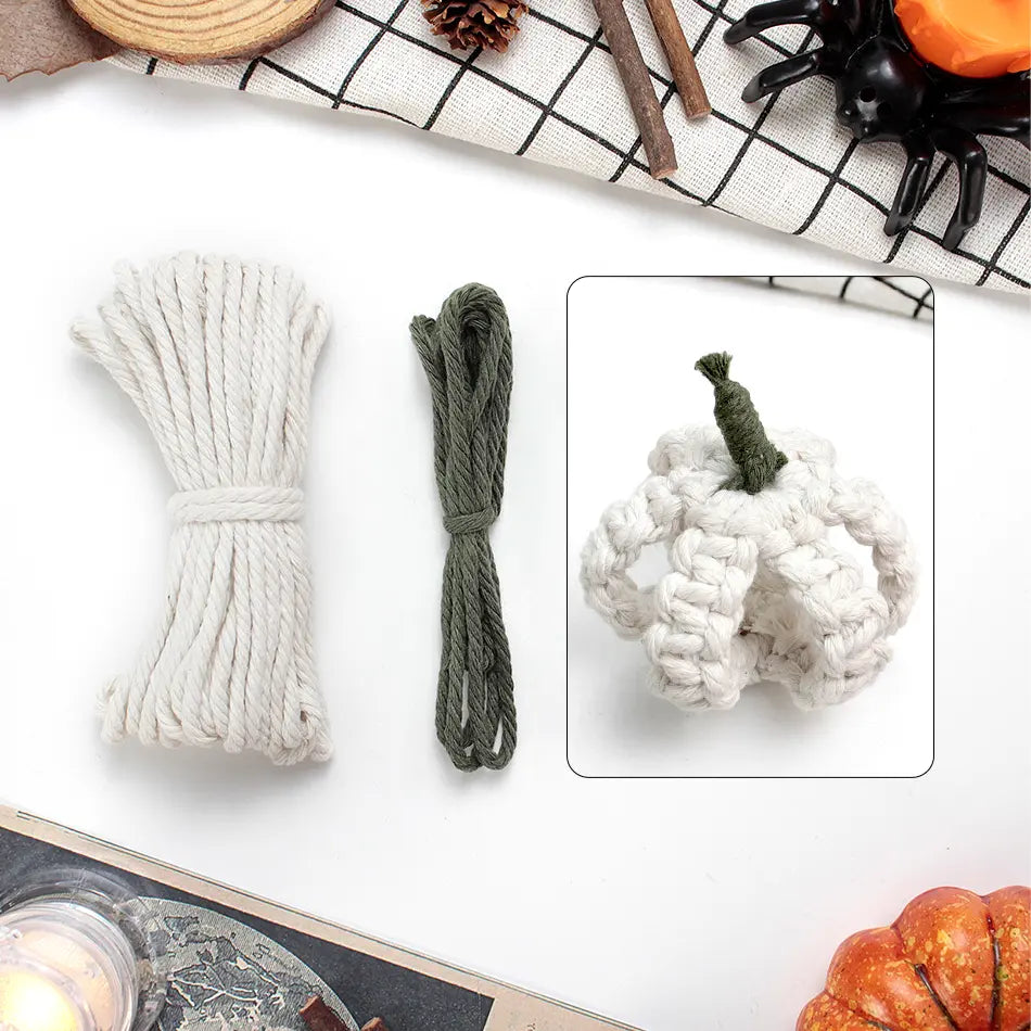 Macrame Kit for Beginners, Boho Halloween Pumpkin DIY Kit, Handmade Decor Gift