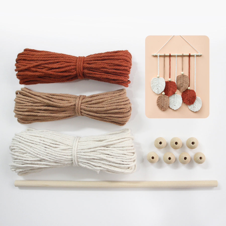 Macrame Kit Leaf Tapestry Weaving Kit | Bohemian Style | Adjustable Length | Bedroom/Living Room/Hallway Decor | Beginner-Friendly