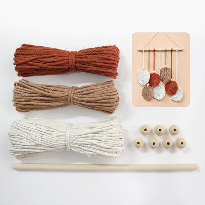 Macrame Kit Leaf Tapestry Weaving Kit | Bohemian Style | Adjustable Length | Bedroom/Living Room/Hallway Decor | Beginner-Friendly