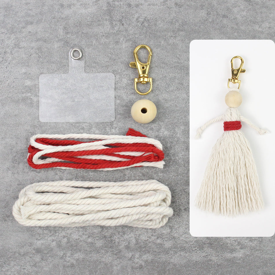 Girl Weaving Keychain Craft Kit Macrame Kit | Fringe Skirt | DIY Valentine's Gift, Beginner-DIY