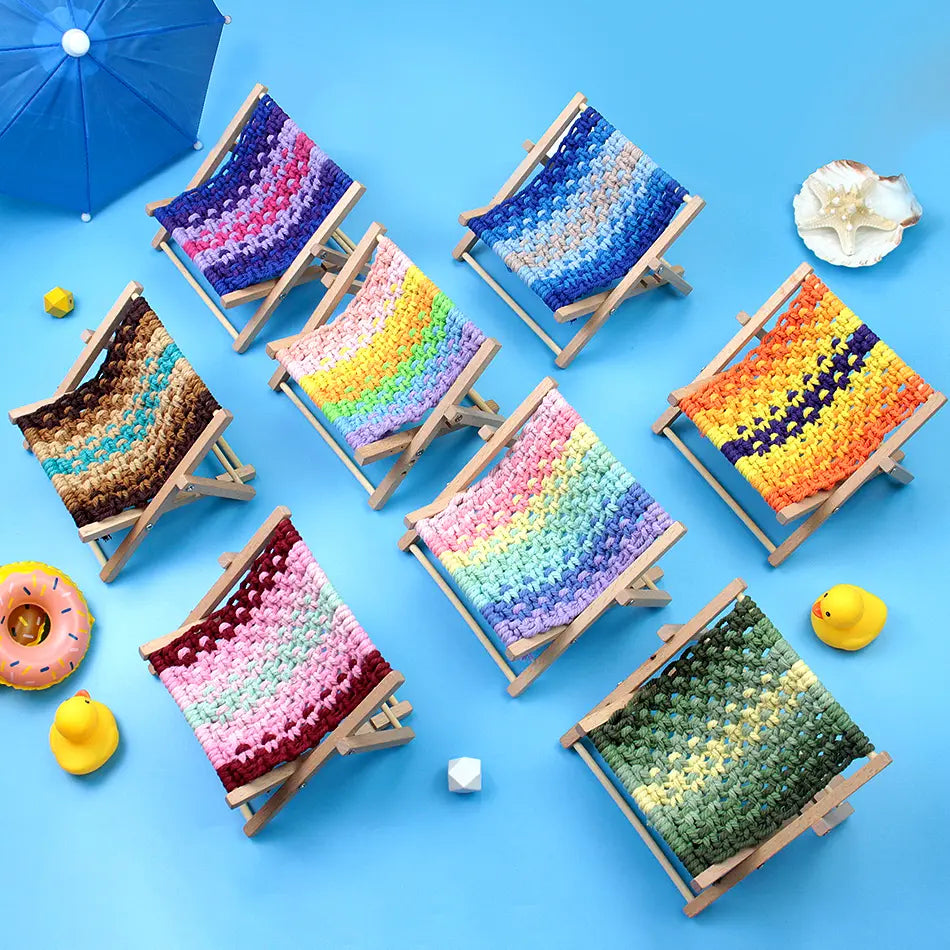 Macrame Kit for Beginners, Boho Beach Chair Phone Holder DIY Kit, Desk Decor Gift
