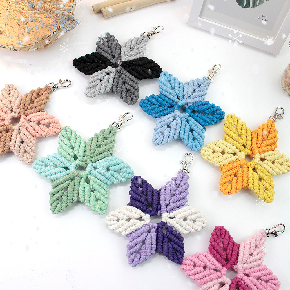 Hexagon Star Pendant Keychain Weaving Kit Macrame Kit | Multi-Colors | Simple & Elegant | Keychain/Decor | Beginner DIY Set