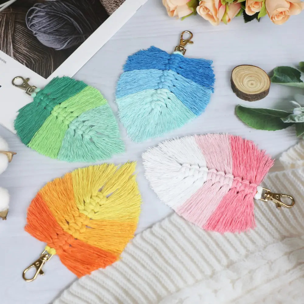 Macrame Kit for Beginners | DIY Leaf Macrame Keychain Craft Kit