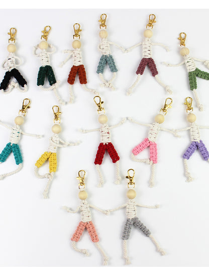 Macrame Kit: Boy-shaped Keychain Weaving Craft Material Package, including tutorials, complete materials, vivid and lifelike, multiple colors available. Keychain, small accessory, creative gift, suitable for beginners and DIY enthusiasts.