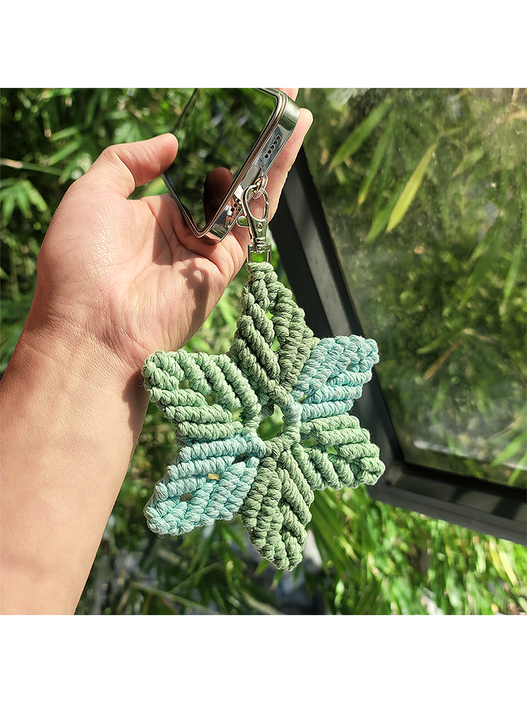 Hexagon Star Pendant Keychain Weaving Kit Macrame Kit | Multi-Colors | Simple & Elegant | Keychain/Decor | Beginner DIY Set