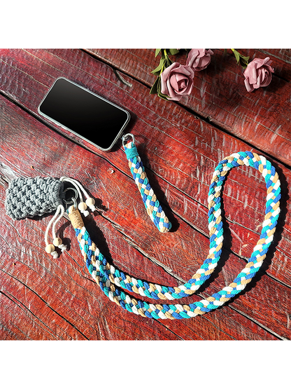 Macrame Kit 4-Strand Braid Keychain Combo Kit | Anti-Lost String/Bag Strap | English Tutorial | Beginner-Friendly | Handmade Gift