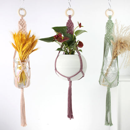 Macrame Kit Long Tassel Small Plant Hanger Weaving Kit | For Small-Medium Pots | Hanging Design | Space-Saving | Beginner-Friendly