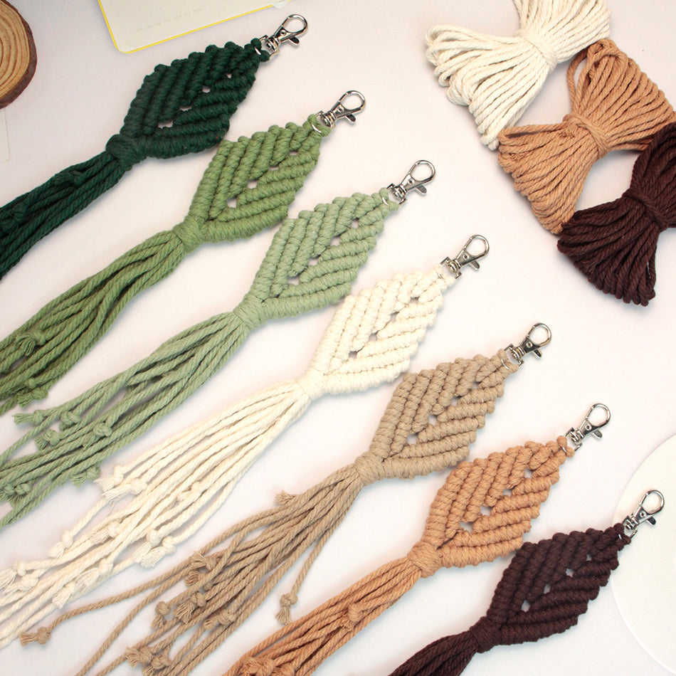 Fringe Leaf Weaving Keychain Craft Kit Macrame Kit |Tutorial | Bottom Fringe,  Keychain/Pendant/Bag Charm, Beginner DIY Set