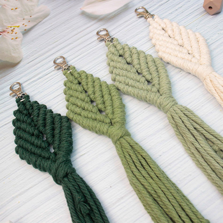 Fringe Leaf Weaving Keychain Craft Kit Macrame Kit |Tutorial | Bottom Fringe,  Keychain/Pendant/Bag Charm, Beginner DIY Set