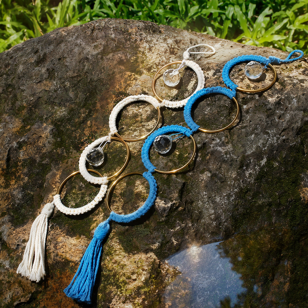 1Set DIY Semicircle Crystal Sun Catcher Macrame Kit | Polyester Fiber Home & Courtyard Decor Creative Gift for Friends