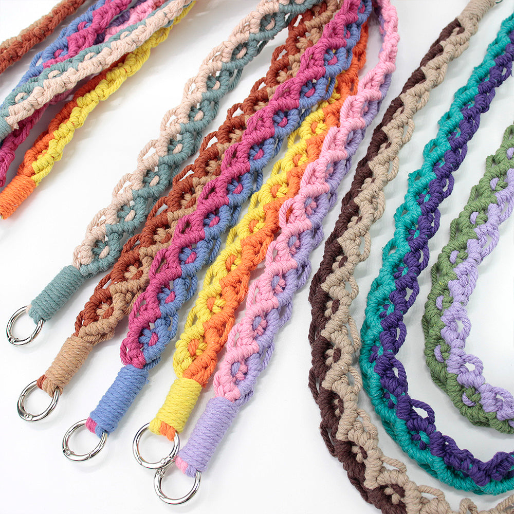 Macrame Kit Diagonal Curl Knot Phone Lanyard/Keychain Kit | Dopamine Contrast Colors | Camera Strap/Bag Strap | Beginner-Friendly